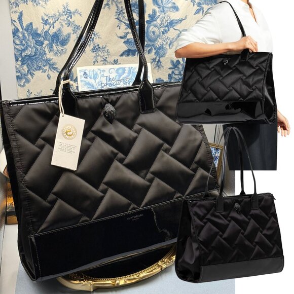 🆕 KURT GEIGER LONDON 🧿 NWT Recycled Drench Square Shopper Tote Bag, All Black - Picture 1 of 16